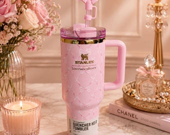 Pink Stanley Tumbler 40oz,  Printed Loveshackfancy Ribbon Gift Box