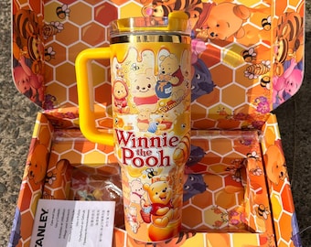 Winnie the Pooh Stanley Tumbler 40oz, Laser Printed Name Engraving Gift Box