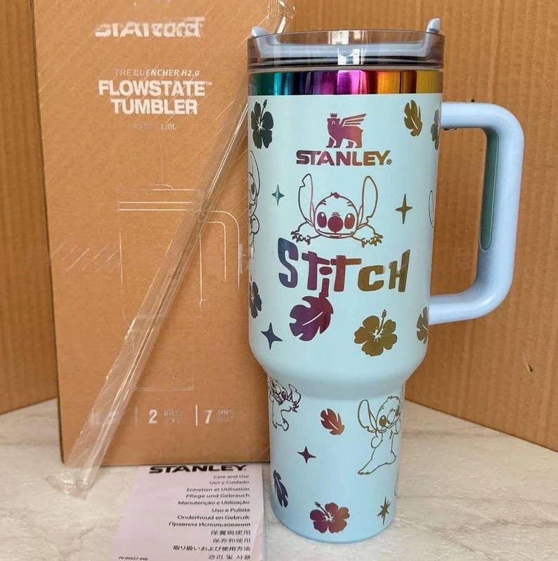 Custom Made Stitch Stanley Cup, Laser Engraved Stainless Steel Gift 40oz Tumbler Gift unique Travel coffee tumbler image 5