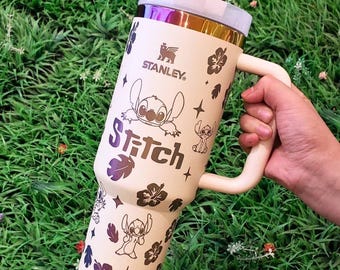 Custom Made Stitch  Stanley Cup, Laser Engraved Stainless Steel Gift 40oz Tumbler Gift unique Travel coffee tumbler