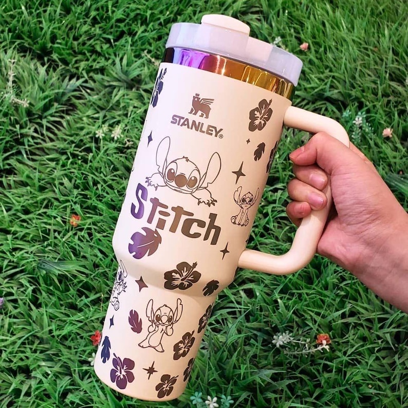Custom Made Stitch Stanley Cup, Laser Engraved Stainless Steel Gift 40oz Tumbler Gift unique Travel coffee tumbler image 1