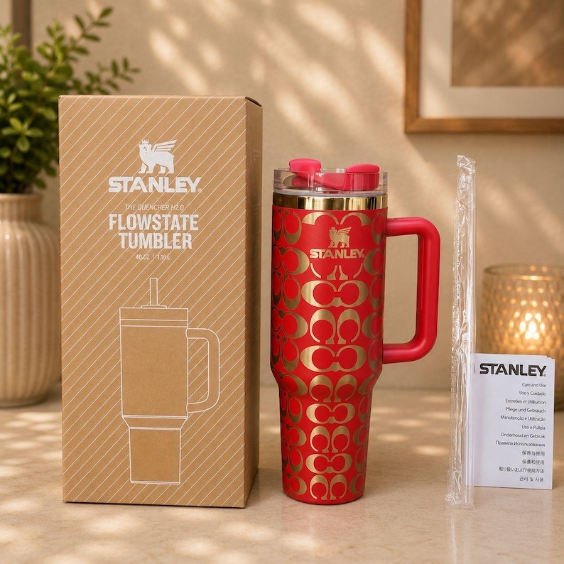 Specialtillverkad Coach Stanley Cup, lasergraverad rostfri stålgåva 40oz Tumbler present unik Röd