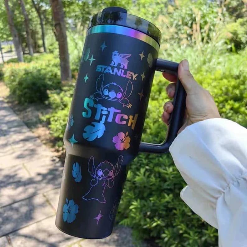 Custom Made Stitch Stanley Cup, Laser Engraved Stainless Steel Gift 40oz Tumbler Gift unique Travel coffee tumbler image 6