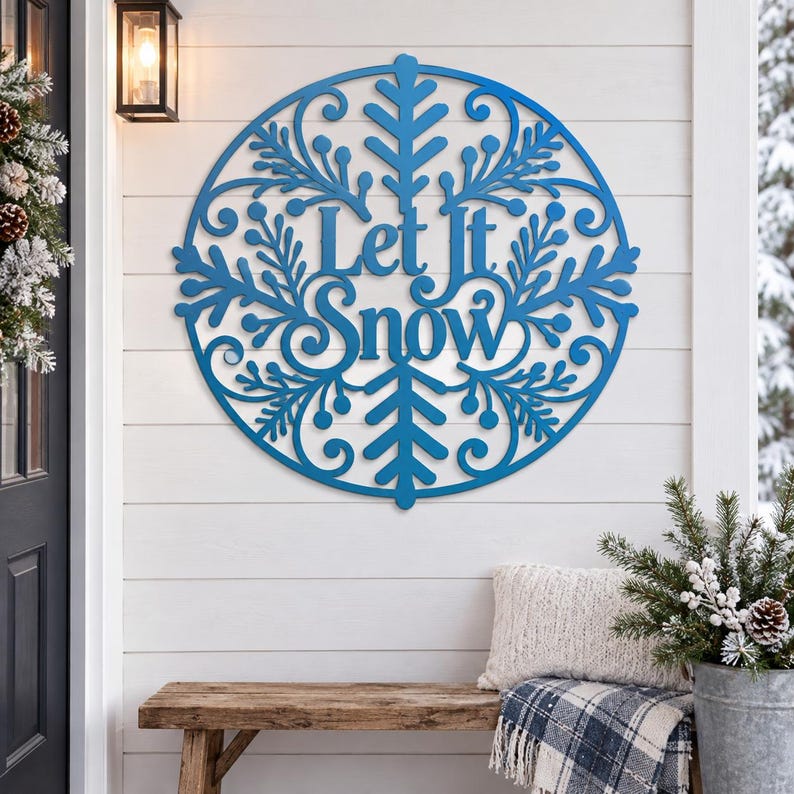 Simetrical R /font Let It Snow Wall Decor, 2D Metal Snowflake Wall Art, Winter Christmas ...
