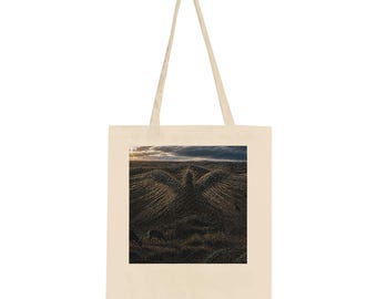 Rolling Prairie Angel Wings Field Print | Celestial Golden Wheat Art Tote Bags