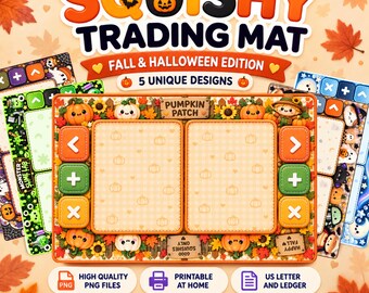 Squishy Trading Mat Bundle | 5 Printable Designs | Kids Trading Board | Squishy Trading Game | Fall & Halloween PNG Download