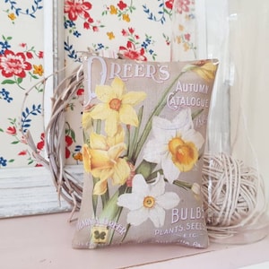 Daffodil Illustration Print Fabric Scented Gift Pillow