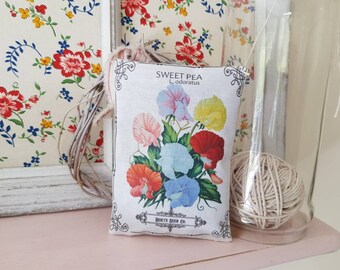 Sweet Peas Seed Packet Fabric Gift Pillow