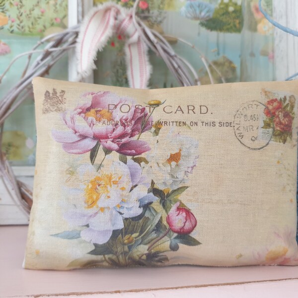 Floral Flower Illustration Fabric Postcard Gift Sachet Scented with Lavender or Rose Petals