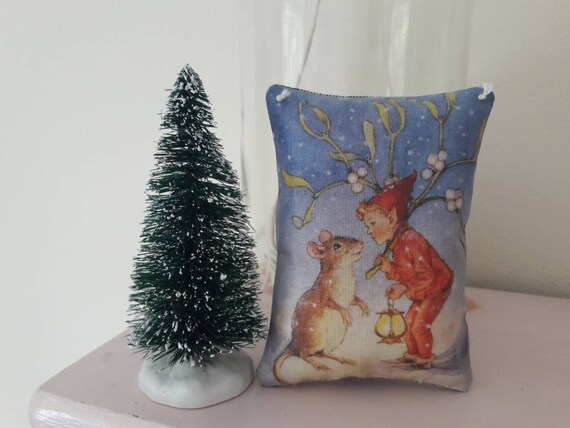 Decorative Christmas Pixie Elf And Mistletoe Pillows Etsy