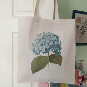 Hydrangea Flower Cotton Tote Bag, Garden Flowers Gift, Hydrangea Gift
