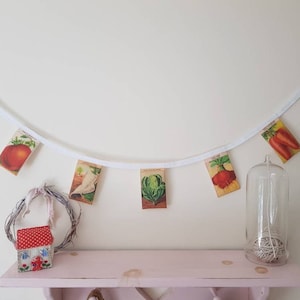 Guirlande de fanons en tissu végétal, décoration de cuisine, décoration de serre, cadeau pour jardiniers