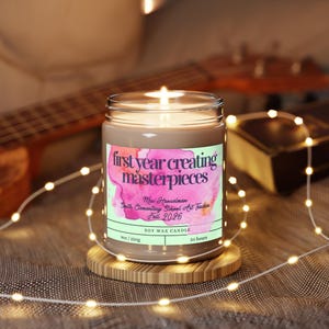 Personalized first year art teacher gift, creating masterpieces Soy Candle | 9oz, Artist gift, Educator keepsake, Teacher appreciation