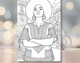Afroamerikaner Malbuch für Erwachsene | Schwarze Frauen Mode Seiten | 1960er Jahre Inspiration | Seelenstil