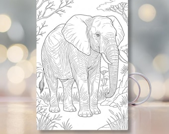 Tiere Afrikas Ausmalbilder | Safari Tiere | Afrikanische Wildtiere Printable | Sofort Download PDF