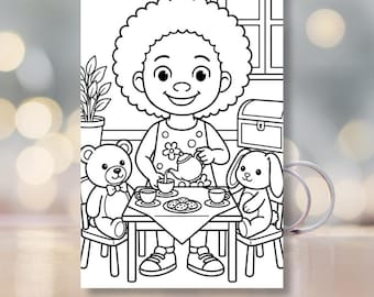 Olivia’s Rainy Day Fun Ausmalbilder | Afroamerikanische Aktivität für junge schwarze Mädchen | 10 Blatt