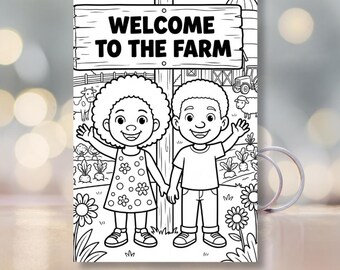 Afroamerikanisches Malbuch für Kinder, Olivia und Jamal Besuchen Sie die Farm, schwarze Kinderseiten