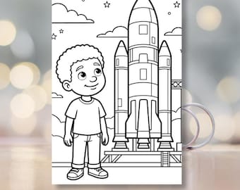 Jamal's Odyssee im Weltraum Ausmalbilder | Buch für Kinder | Druckbare PDF | Sofort Download
