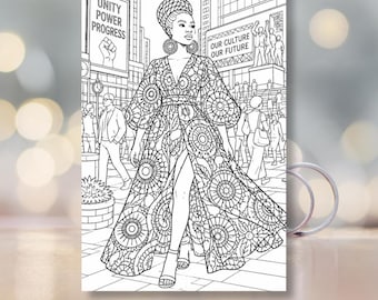 Ankara Fashion Ausmalbilder | Afroamerikanischer Druckstil | Schwarze Frauen Kunst