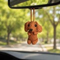 Crochet Dachshund Car Charm, Custom Pet Inspired Dog Ornament, Rearview Mirror Accessory, Bag Charm, Dog Lover Gift, Birthday Gift for Her