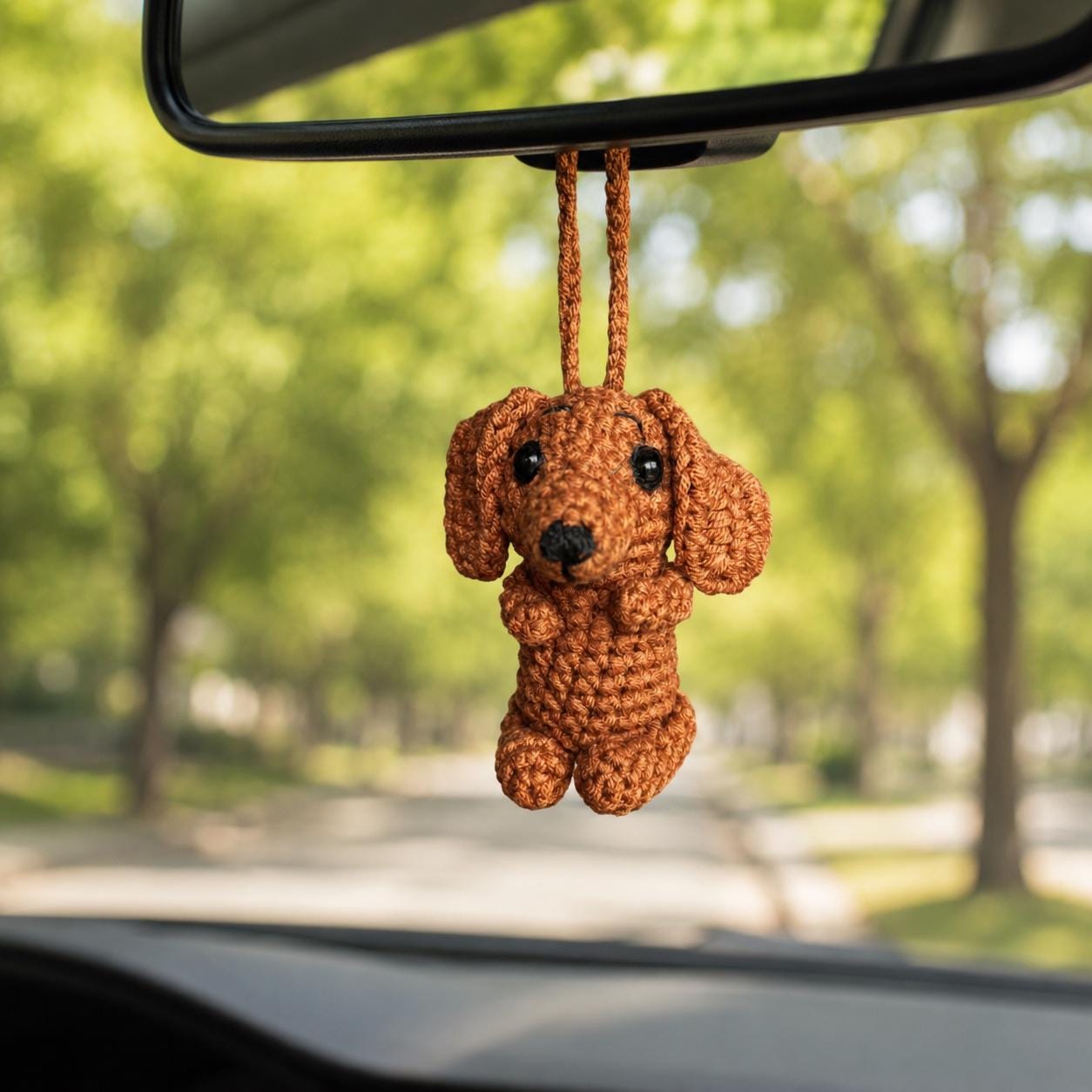 39 Dachshund Crochet Patterns to Stitch for Gifts, Decor, and Everyday Cuteness 19 Crochet Dachshund Car Charm