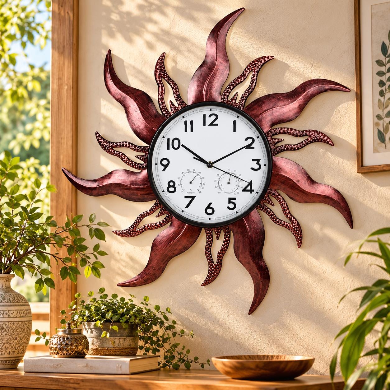 Large Sun Wall Clock - Etsy