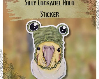 Silly Cockatiel Holo Sticker