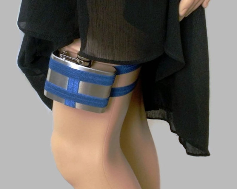 Adjustable Flask Garter 4oz FLASK Cobalt Blue Modern Etsy