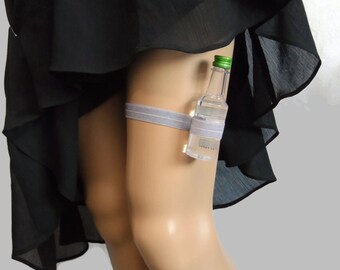 Adjustable Single Shot Garter - Light Grey - toss garter - alcohol not included