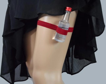 Garter de disparo único ajustable - rojo profundo - puede usar bajo vestido maxi - alcohol no incluido