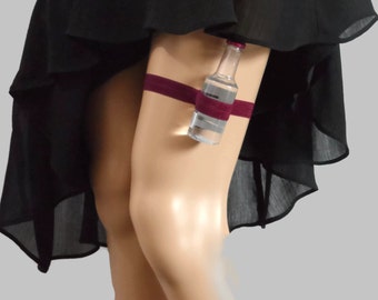 Garter de un solo disparo ajustable - Carmine Red- toss liga - alcohol no incluido