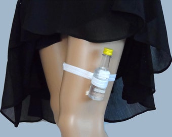 Adjustable Single Shot Garter - Bright White - alcohol garter - wear under dress or skirt - alcohol not included