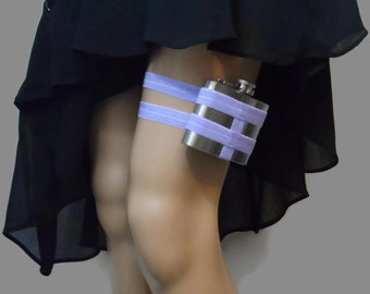 Adjustable Size Flask Garter 4oz FLASK - Lavender - Pin up style - fun gift idea