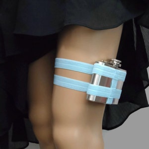 Adjustable size Flask Garter 4oz Flask Baby Blue Fun something blue alcohol flask wedding garter image 1