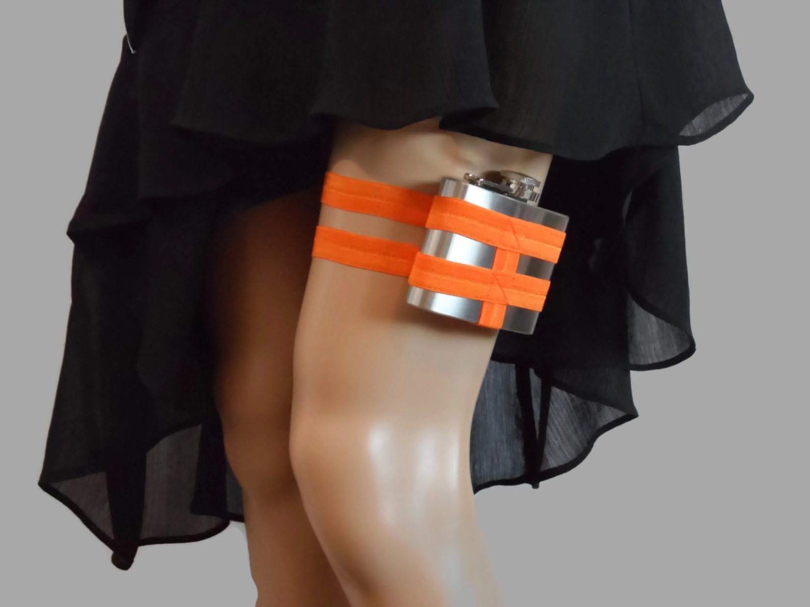 Adjustable Flask Garter 4oz Flask bright Neon Orange Great for Orange
