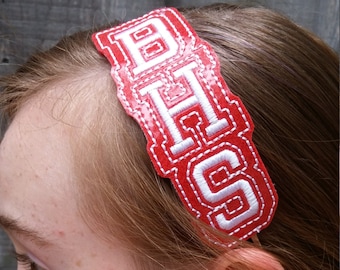 Set of 2 High School Initials Spirit Vinyl Embroidered Slider Headbands