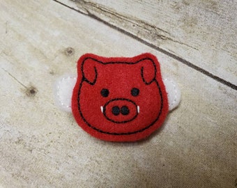 Embroidered Razorback Felt Hair Clip Clippie - Razorback Hair Clip