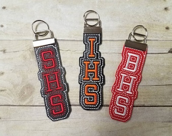 High School Spirit Vinyl Embroidered Key Fob Keychain