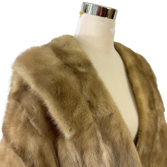 Mink Stole Light Taupe Fur One Size Collar Pocket… - image 2