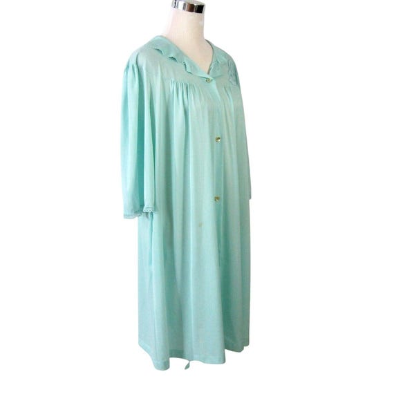 Lorraine Size Medium Button Front Robe Green Nylo… - image 1
