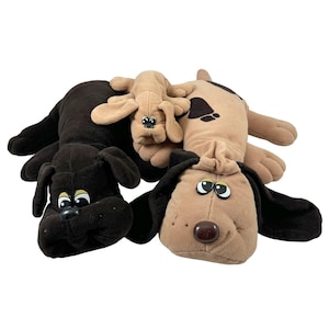 Pound Puppies 2 Adult 1 Newborn Plush Stuffed Animals Tonka Vintage 1985