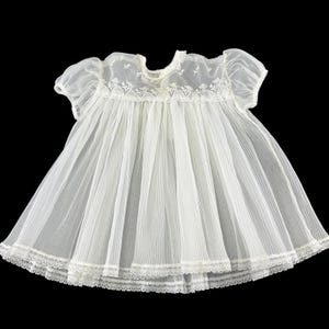 Carol Joy Creation Baby Girl Dress Vintage 1970s White Organza 9-12 Months