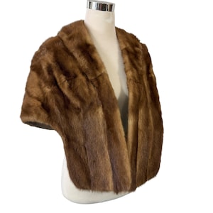 Nerz Stola Vintage 1950er Jahre Braun Wrap Fronttaschen One Size