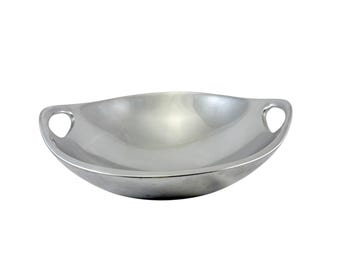 Nambe Alloy 10 Inch Handled Bowl Vintage 1999 Modern Designed by Neil Cohen