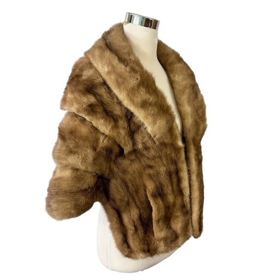 Mink Stole Vintage 1940s Light Brown Blonde Fur O… - image 2