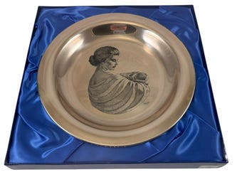 Franklin Mint Mothers Day Plate Sterling Silver Mother and Child Vintage 1972