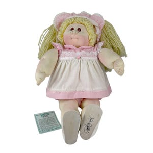 Cabbage Patch kinderbabypop blonde staartjes 21 in originele kleding vintage 1983