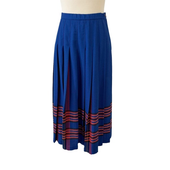Pendleton Virgin Wool Skirt Drop Pleated Blue Tar… - image 1