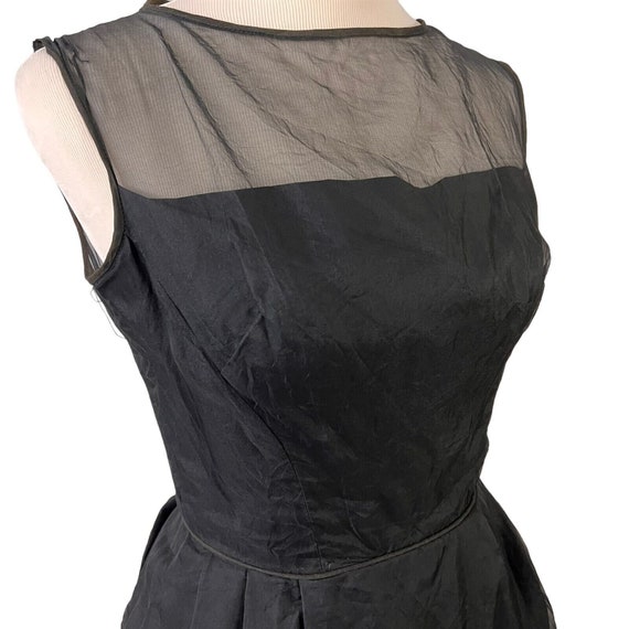 Vintage 1950s Party Dress Black Illusion Bodice T… - image 2