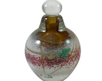 Earl James Studio Art Glass Perfume Bottle & Stopper Artist Signed Vintage 1990s